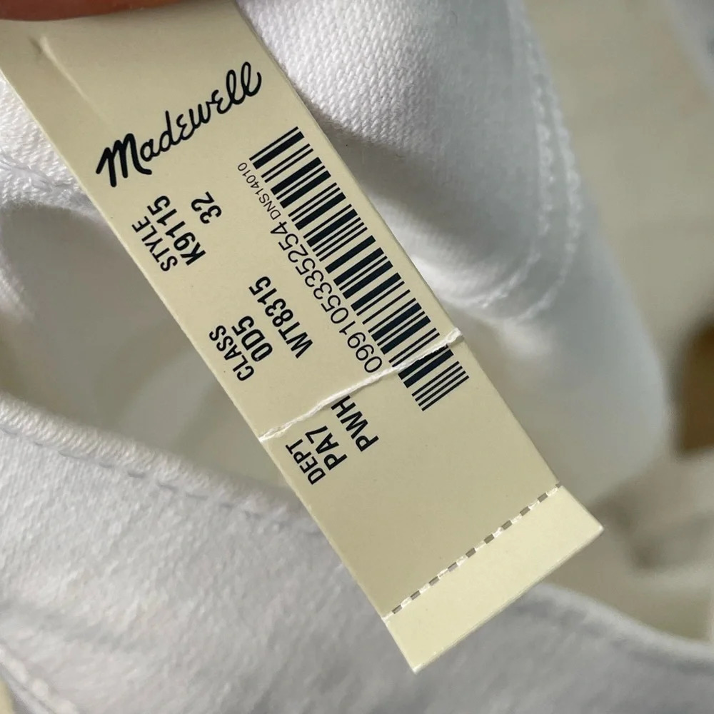 Madewell 9" Mid-Rise Skinny Crop Jeans in Pure  White: Knee-Rip Edition, size 32 - Picture 11 of 12